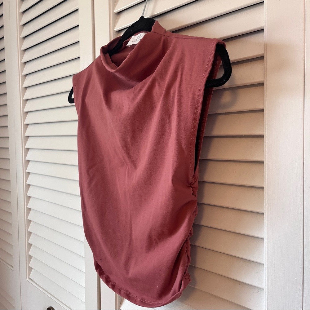 Pink Muscle Tee Ruched Style Top - Picture 2 of 6